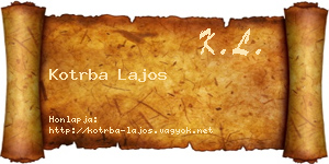 Kotrba Lajos névjegykártya